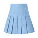 MRULIC skirts for women Waist Mini Skirt High Fashion Pleated Waist Women s Casual Slim Skirt Tennis Skirt Sky Blue + M