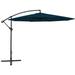 Dcenta Cantilever Umbrella with Cross Base Folding Parasol Blue for Patio Backyard Terrace Poolside Beach Lawn Outdoor Furniture 137.8 Inches