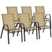 Costway Set of 6 Patio Stackable Dining Chairs Armrest Garden Deck Brown