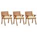 Andoer Garden Dining Chairs with Cushions 3 pcs Solid Acacia Wood