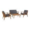 Linon Cooper Wood Outdoor Chat Set in Gray