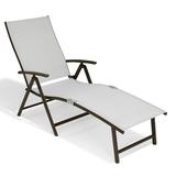 Pellebant Outdoor Chaise Lounge Aluminum Patio Folding Chair Light Gray