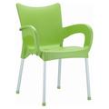 33.25 Green and Silver Outdoor Patio Solid Dining Arm Chair