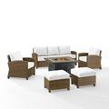 Crosley Furniture Bradenton 6PC Wicker / Rattan Outdoor Sofa Set in White