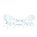 Afuera Living Contemporary 3 Piece Wicker Outdoor Garden Set in White