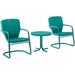 Pemberly Row 3 Piece 22 Round Metal Patio Conversation Set in Turquoise