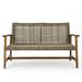 Noble House Hampton Outdoor Wood and Wicker Loveseat in Natural