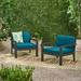 Noble House Santa Ana Outdoor Wood Club Chair in Dark Teal (Set of 2)