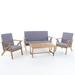 Noble House Panama Outdoor 4 Pc Teak Finish Acacia Wood Chat Set