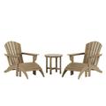 WestinTrends Dylan Outdoor Lounge Chairs Set of 2 5 Pieces Seashell Adirondack Chairs with Ottoman and Side Table All Weather Poly Lumber Outdoor Patio Chairs Furniture Set Weathered Wood