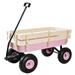 CITYLE Wagon for Kids Outdoor Garden Utility Wagon Cart All Terrain Cargo Wagon Heavy-Duty Garden Wagon Cart Collapsible Lawn Wagon Cart with 10 Air Tires Removable Sides Pink