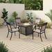 Sophia&William 5-Piece Aluminum Patio Dining Set with 50 000 BTU Fire Pit Table