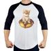 Men s Donut Cat Tee B1119 PLY Raglan Baseball T-Shirt Large