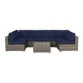 Living Source International 7-Piece Outdoor Seating Set with Cushion - Gray/Blue