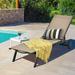 Gymax Patio Chaise Lounge Chair Aluminum Adjustable Recliner w/ Wheels Brown