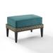 Crosley Furniture Prescott Modern Wicker Outdoor Ottoman in Mineral Blue/Brown