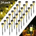 Solar Garden Lights 24Pack Solar Lights Outdoor - Waterproof Stainless Steel Outdoor Solar Lights LED Solar Powered Landscape Lighting for Yard Patio Walkway Landscape In-Ground Spike Pathway