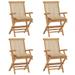 Dcenta Set of 4 Wooden Garden Chairs with Beige Cushion Teak Wood Foldable Outdoor Dining Chair for Patio Balcony Backyard Outdoor Indoor Furniture 21.7in x 23.6in x 35in