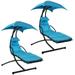 Sunnydaze Floating Chaise Lounge Chair with Canopy - Teal - 2-Pack