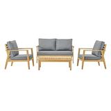 Lounge Sectional Sofa Chair Set Wood Brown Natural Grey Gray Modern Contemporary Urban Design Outdoor Patio Balcony Cafe Bistro Garden Furniture Hotel Hospitality