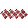 Lintex Comfy Cottage Christmas Plaid Cotton Fabric Napkins Tablecloth -Black Red and Metallic Silver Holiday Plaid Kitchen and Dining Room Easy Care Cotton Weave Napkins Set Of 4 Napkins