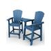 Serwall Tall Plastic Adirondack Chair Set of 2 W/ Outdoor Barstools and Connecting Tray Navy Blue