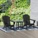 Garden 3-Piece Patio Adirondack Chair with Round Accent Side Table Set Black