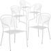 Flash Furniture Oia Commercial Grade 5 Pack White Indoor-Outdoor Steel Patio Arm Chair with Round Back