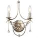 2 Light Steel Candle Wall Sconce with Crystal-14.5 inches H By 10 inches W-Antique Silver Finish Bailey Street Home 49-Bel-1626851