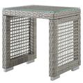 Modern Contemporary Urban Design Outdoor Patio Balcony Garden Furniture Lounge Side Table Rattan Wicker Glass Grey Gray