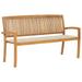 vidaXL Outdoor Patio Bench Stacking Patio Bench with Cushion Solid Wood Teak