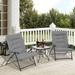 SOLAURA 3-Piece Outdoor Patio Bistro Set 2 Reclining Lounge Chairs and 1 Table Set Gray