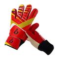 Kids Goalkeeper Gloves Training Non-slip Shock Absorbing Latex Goalkeeper Soccer Gloves Wear-resistant Red No. 6 (one Pair of Gloves)