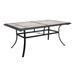 Better Homes & Gardens Newport Outdoor Ceramic Tile Top Rectangular Dining Table with Umbrella Hole Gray Tabletop Black Frame Finish Seats 6