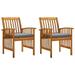 Andoer Garden Dining Chairs 2 pcs with Cushions Solid Acacia Wood