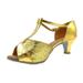 iOPQO Women s sandals Women s Color Fashion Rumba Waltz Prom Ballroom Latin Dance Shoes Sandals Ladies High Heel Cross Strap Gold 37