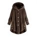 LAWOR Plus Size Coats Winter Clearance Women Plus Size Button Plush Tops Hooded Loose Cardigan Wool Coat Winter Jacket Fall Savings Z