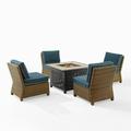 Crosley Furniture Bradenton 5PC Fabric Outdoor Conversation Set in Navy/Brown