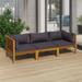 vidaXL 3-Seater Patio Sofa with Cushion Solid Acacia Wood