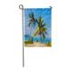 LADDKE Landscape The Sea Boat Palm Tree in Bay Garden Flag Decorative Flag House Banner 28x40 inch