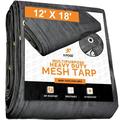 Xpose Safety Heavy Duty Mesh Tarp â€“ 12 X 18 Multipurpose Black Protective Cover with Air Flow - Use for Tie Downs Shade Fences Canopies Dump Trucks â€“ Tear Resistant