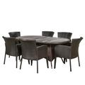 Noble House Corsica 7 Piece Outdoor Dining Set in Brown