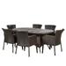 Noble House Corsica 7 Piece Outdoor Dining Set in Brown