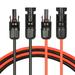 Tomfoto 1 Pair 10 Feet Black + 10 Feet Red 10AWG Solar Panel Extension Cable Wire with Female and Male Connector