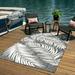 Unique Loom Palm Indoor/Outdoor Botanical Rug Charcoal/Ivory 5 1 x 8 Rectangle Floral / Botanical Tropical Perfect For Patio Deck Garage Entryway