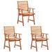 Anself 3 Piece Garden Chairs with Armrest Acacia Wood Outdoor Dining Chair Wooden Armchair for Patio Balcony Terrace Backyard Furniture 22 x 24.4 x 36.2 Inches (W x D x H)