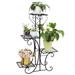 4 Tier Square Metal Flower Pot Stand Outdoor Indoor Iron Plant Stand Multi Tier Displaying Shelf Black