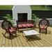 Jordan Manufacturing Red Stripe Tufted Outdoor Wicker Cushion Set for Bench and 2 Seats - 18 L x 44 W x 4 H