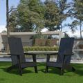 Emma + Oliver Set of 2 Black Modern Dual Slat Back Indoor/Outdoor Adirondack Style Chairs