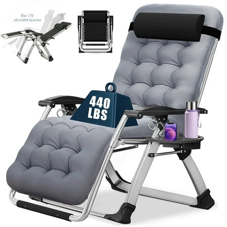 NAIZEA Zero Gravity Chairs Patio Chairs Lawn Lounge Chair Patio with Pillow and Cup Holder Patio Furniture Outdoor Adjustable Dining Reclining Folding Chairs for Deck Patio Beach Yard